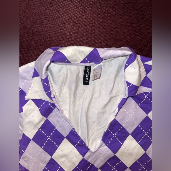 Divided Purple, white & lilac Checkered Shirt Midi dress. - Picture 3 of 4